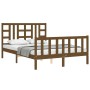 Honey brown wooden bed frame with headboard 160x200 cm by vidaXL, Beds and slatted bases - Ref: Foro24-3191984, Price: 170,69...