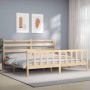 Bed frame with solid wood headboard 200x200 cm by vidaXL, Beds and slatted bases - Ref: Foro24-3192056, Price: 136,61 €, Disc...