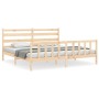 Bed frame with solid wood headboard 200x200 cm by vidaXL, Beds and slatted bases - Ref: Foro24-3192056, Price: 136,61 €, Disc...