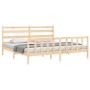 Bed frame with solid wood headboard 200x200 cm by vidaXL, Beds and slatted bases - Ref: Foro24-3192056, Price: 136,61 €, Disc...