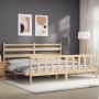 Bed frame with solid wood headboard 200x200 cm by vidaXL, Beds and slatted bases - Ref: Foro24-3192056, Price: 136,61 €, Disc...