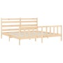 Bed frame with solid wood headboard 200x200 cm by vidaXL, Beds and slatted bases - Ref: Foro24-3192056, Price: 136,61 €, Disc...