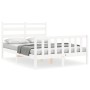 White solid wood bed frame with headboard 140x200 cm by vidaXL, Beds and slatted bases - Ref: Foro24-3192037, Price: 136,99 €...