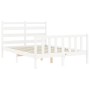 White solid wood bed frame with headboard 140x200 cm by vidaXL, Beds and slatted bases - Ref: Foro24-3192037, Price: 136,99 €...