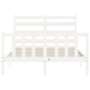 White solid wood bed frame with headboard 140x200 cm by vidaXL, Beds and slatted bases - Ref: Foro24-3192037, Price: 136,99 €...