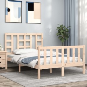 Bed frame with solid wood headboard 120x200 cm by vidaXL, Beds and slatted bases - Ref: Foro24-3191966, Price: 113,99 €, Disc...