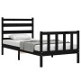 Bed frame with black solid wood headboard 100x200 cm by vidaXL, Beds and slatted bases - Ref: Foro24-3192030, Price: 130,40 €...