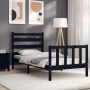 Bed frame with black solid wood headboard 100x200 cm by vidaXL, Beds and slatted bases - Ref: Foro24-3192030, Price: 130,40 €...