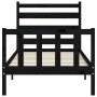 Bed frame with black solid wood headboard 100x200 cm by vidaXL, Beds and slatted bases - Ref: Foro24-3192030, Price: 130,40 €...