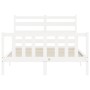 White solid wood bed frame with headboard 120x200 cm by vidaXL, Beds and slatted bases - Ref: Foro24-3192032, Price: 130,40 €...