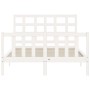 Double bed frame with white solid wood headboard by vidaXL, Beds and slatted bases - Ref: Foro24-3192072, Price: 139,66 €, Di...