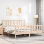 Bed frame with solid wood headboard 180x200 cm by vidaXL, Beds and slatted bases - Ref: Foro24-3191986, Price: 151,99 €, Disc...