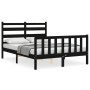 Bed frame with black solid wood headboard 140x200 cm by vidaXL, Beds and slatted bases - Ref: Foro24-3192040, Price: 194,93 €...