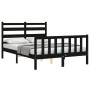 Bed frame with black solid wood headboard 140x200 cm by vidaXL, Beds and slatted bases - Ref: Foro24-3192040, Price: 194,93 €...