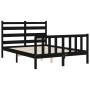 Bed frame with black solid wood headboard 140x200 cm by vidaXL, Beds and slatted bases - Ref: Foro24-3192040, Price: 194,93 €...