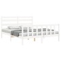 Double bed frame with white solid wood headboard by vidaXL, Beds and slatted bases - Ref: Foro24-3192042, Price: 138,99 €, Di...