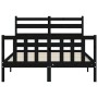 Bed frame with black solid wood headboard 140x200 cm by vidaXL, Beds and slatted bases - Ref: Foro24-3192040, Price: 194,93 €...