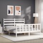 Estructura de cama matrimonio con cabecero madera maciza blanco de vidaXL, Camas y somieres - Ref: Foro24-3192042, Precio: 13...