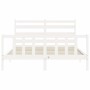 Estructura de cama matrimonio con cabecero madera maciza blanco de vidaXL, Camas y somieres - Ref: Foro24-3192042, Precio: 13...