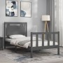 Estructura de cama con cabecero madera maciza gris de vidaXL, Camas y somieres - Ref: Foro24-3192128, Precio: 115,65 €, Descu...