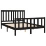 Bed frame with black pine wood headboard 140x200 cm by vidaXL, Beds and slatted bases - Ref: Foro24-3188210, Price: 196,27 €,...