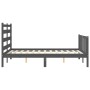 Gray solid wood bed frame with headboard 140x190 cm by vidaXL, Beds and slatted bases - Ref: Foro24-3192018, Price: 140,52 €,...