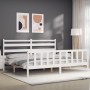 White solid wood bed frame with headboard 200x200 cm by vidaXL, Beds and slatted bases - Ref: Foro24-3192057, Price: 147,54 €...