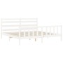 White solid wood bed frame with headboard 200x200 cm by vidaXL, Beds and slatted bases - Ref: Foro24-3192057, Price: 147,54 €...