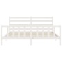 White solid wood bed frame with headboard 200x200 cm by vidaXL, Beds and slatted bases - Ref: Foro24-3192057, Price: 147,54 €...