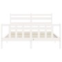 Estructura de cama con cabecero madera maciza blanco 160x200 cm de vidaXL, Camas y somieres - Ref: Foro24-3192047, Precio: 15...