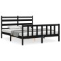 Bed frame with black solid wood headboard 160x200 cm by vidaXL, Beds and slatted bases - Ref: Foro24-3192050, Price: 176,66 €...