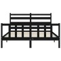 Bed frame with black solid wood headboard 160x200 cm by vidaXL, Beds and slatted bases - Ref: Foro24-3192050, Price: 176,66 €...