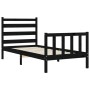 Estructura de cama individual con cabecero madera maciza negro de vidaXL, Camas y somieres - Ref: Foro24-3192000, Precio: 127...