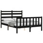 Estructura cama de matrimonio con cabecero madera maciza negra de vidaXL, Camas y somieres - Ref: Foro24-3192010, Precio: 162...