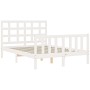 White solid wood bed frame with headboard 140x200 cm by vidaXL, Beds and slatted bases - Ref: Foro24-3192102, Price: 138,86 €...