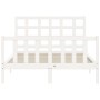 White solid wood bed frame with headboard 140x200 cm by vidaXL, Beds and slatted bases - Ref: Foro24-3192102, Price: 138,86 €...