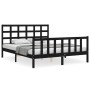 Estructura cama de matrimonio con cabecero madera maciza negro de vidaXL, Camas y somieres - Ref: Foro24-3192110, Precio: 180...