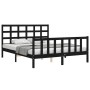 Estructura cama de matrimonio con cabecero madera maciza negro de vidaXL, Camas y somieres - Ref: Foro24-3192110, Precio: 180...