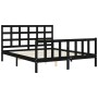 Estructura cama de matrimonio con cabecero madera maciza negro de vidaXL, Camas y somieres - Ref: Foro24-3192110, Precio: 180...