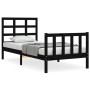 Bed frame with black solid wood headboard 90x190 cm by vidaXL, Beds and slatted bases - Ref: Foro24-3192070, Price: 126,22 €,...