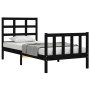 Bed frame with black solid wood headboard 90x190 cm by vidaXL, Beds and slatted bases - Ref: Foro24-3192070, Price: 126,22 €,...