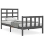 Estructura de cama con cabecero madera maciza gris 90x200 cm de vidaXL, Camas y somieres - Ref: Foro24-3192088, Precio: 109,3...