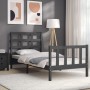 Estructura de cama con cabecero madera maciza gris 90x200 cm de vidaXL, Camas y somieres - Ref: Foro24-3192088, Precio: 109,3...