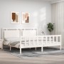 White solid wood bed frame with headboard 180x200 cm by vidaXL, Beds and slatted bases - Ref: Foro24-3192182, Price: 198,11 €...