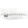 White solid wood bed frame with headboard 180x200 cm by vidaXL, Beds and slatted bases - Ref: Foro24-3192182, Price: 198,11 €...