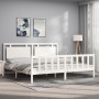 White solid wood bed frame with headboard 180x200 cm by vidaXL, Beds and slatted bases - Ref: Foro24-3192182, Price: 198,11 €...