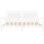 White solid wood bed frame with headboard 180x200 cm by vidaXL, Beds and slatted bases - Ref: Foro24-3192182, Price: 198,11 €...