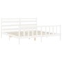 White solid wood bed frame with headboard 180x200 cm by vidaXL, Beds and slatted bases - Ref: Foro24-3192052, Price: 152,99 €...