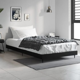 Black engineered wood bed frame 100x200 cm by vidaXL, Beds and slatted bases - Ref: Foro24-832262, Price: 81,99 €, Discount: %