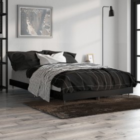 Black engineered wood bed frame 120x190 cm by vidaXL, Beds and slatted bases - Ref: Foro24-832190, Price: 126,99 €, Discount: %